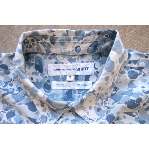 Comme des Garçons - 1990s Cotton 墨流し (suminagashi) Print Shirt - Picture 3 of 10